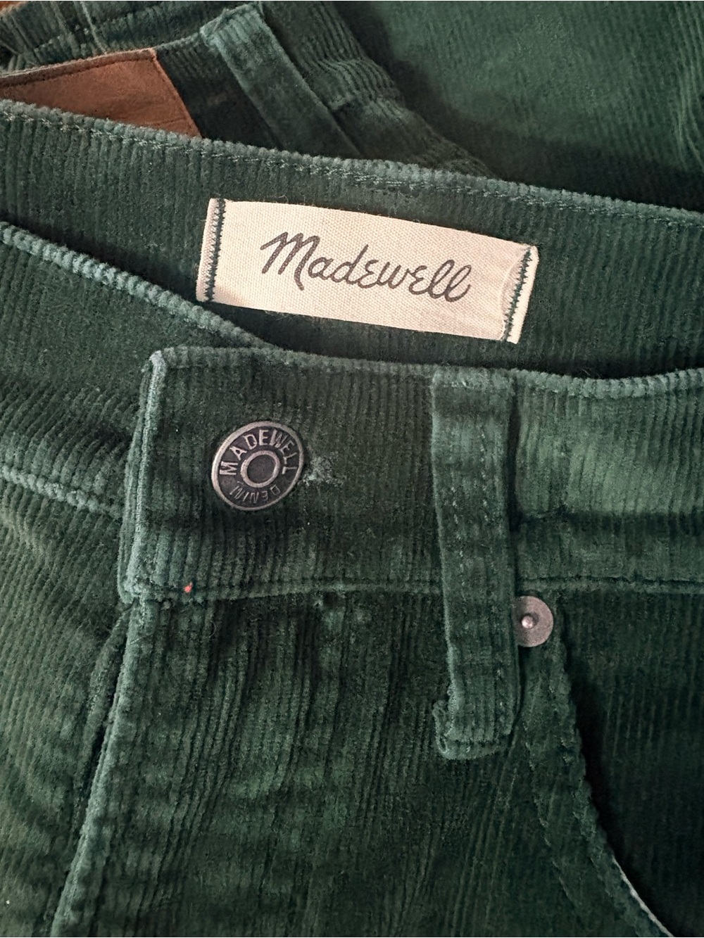 Madewell Perfect Vintage Wide Leg Corduroy Dark Green size 26 #1237 - Picture 5 of 8